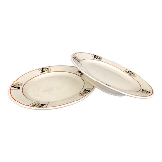 2 plates on pedestal Terre de Fer Salins Charbonnier