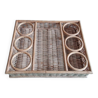 Wicker and rattan aperitif tray