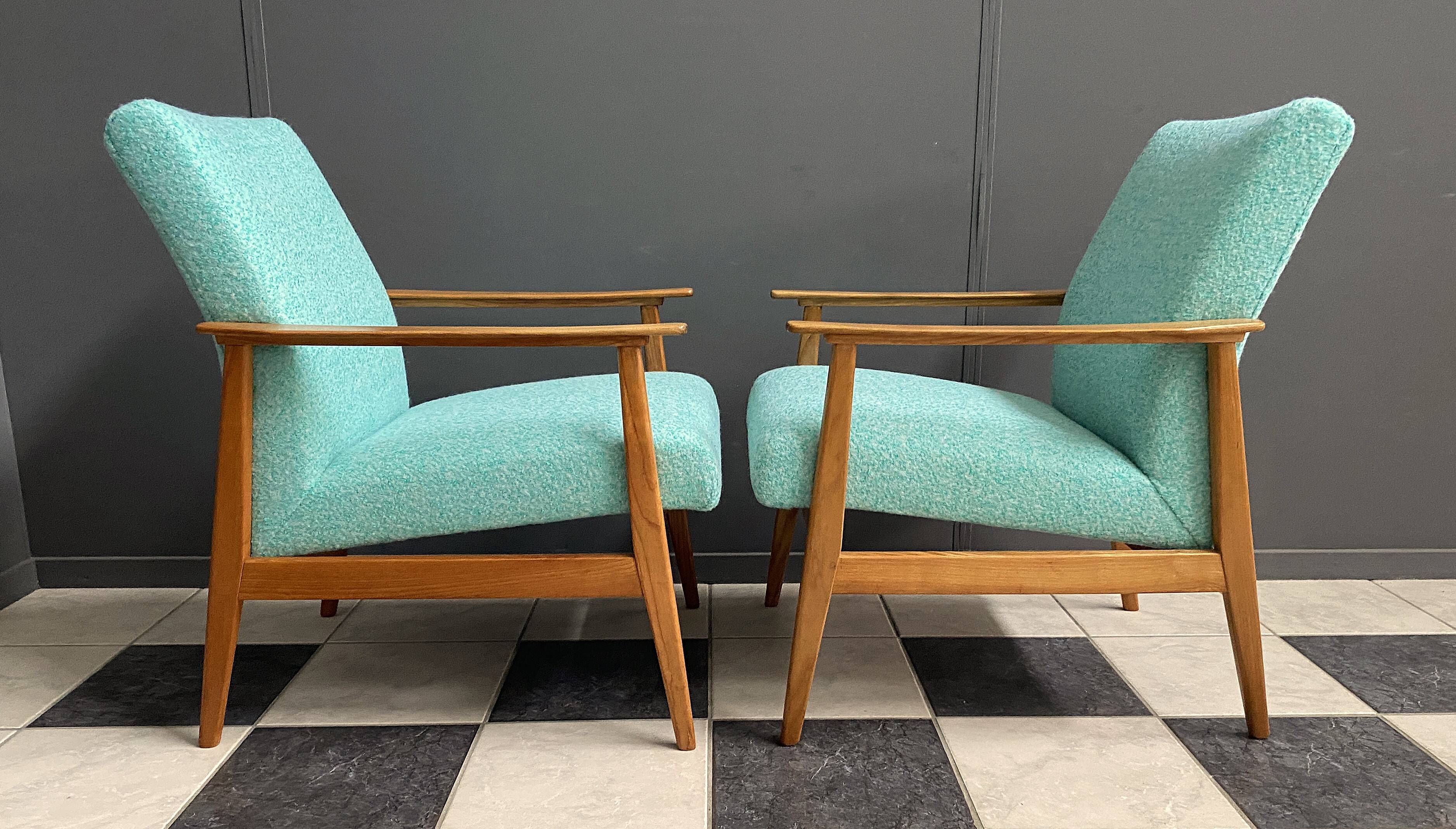 Pair of Green arm chairs 1960s