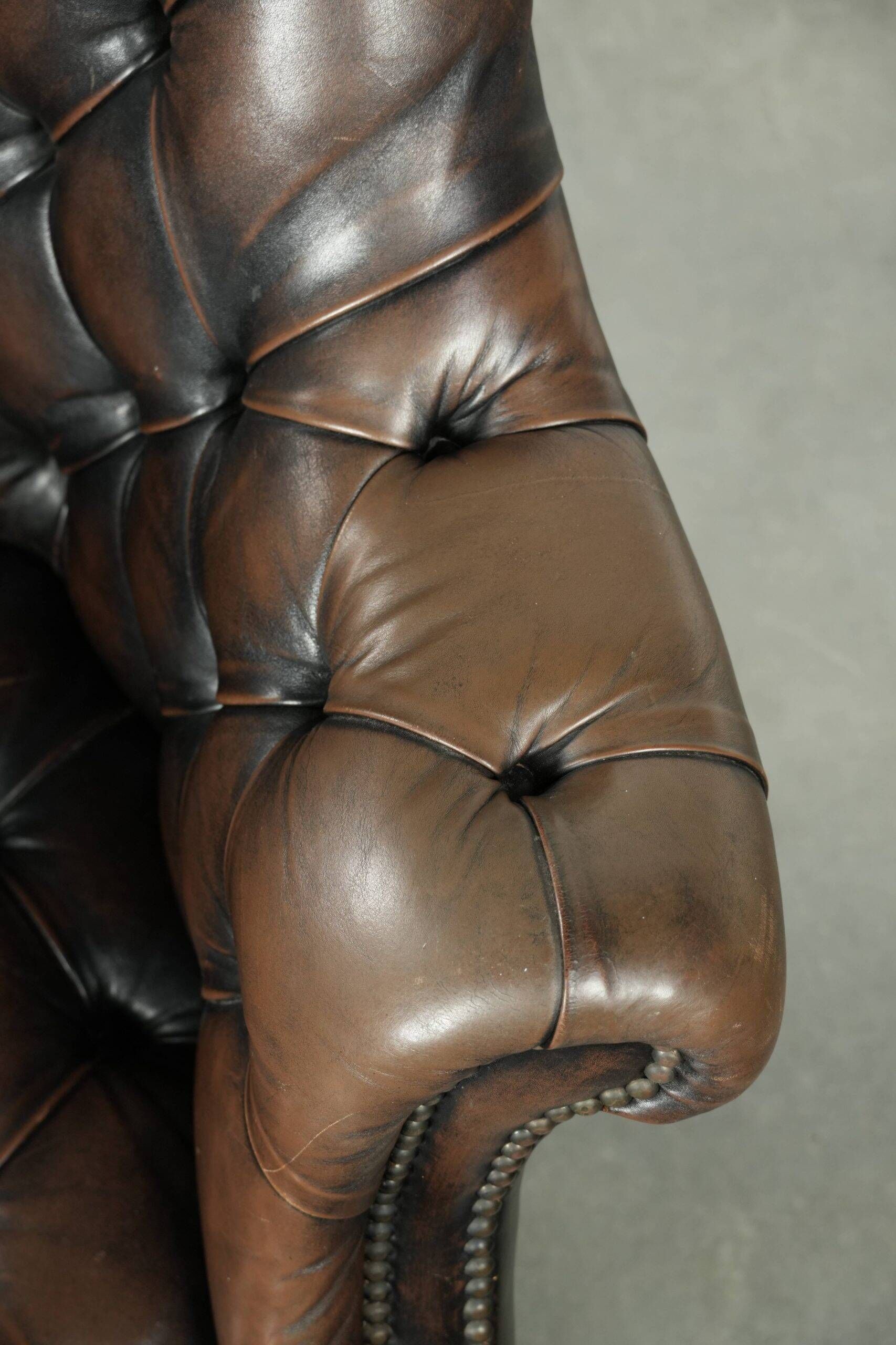 Vintage Chesterfield office chair with decorative nails in English style