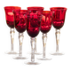 6 large vintage chalice ruby red stemmed glasses