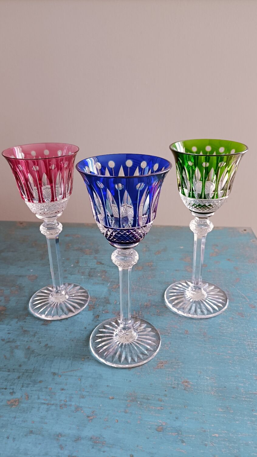 6 Saint Louis lined crystal wine glasses, Tommy model