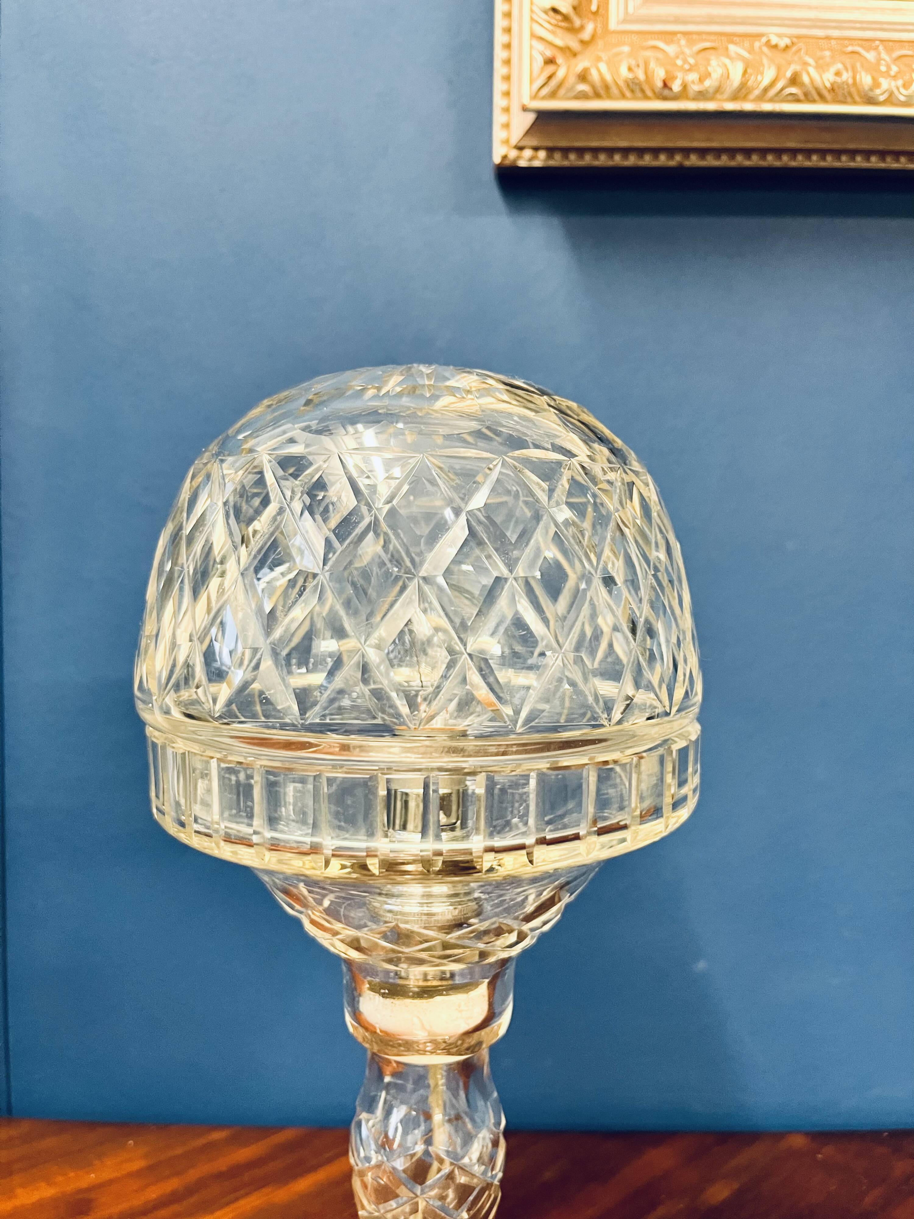 Antique art deco crystal boudoir lamp