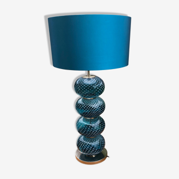 Blue blown glass lamp