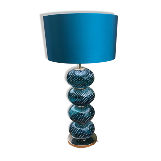 Blue blown glass lamp