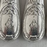 Service à couteaux, Charles Christofle, métal argenté, Art Nouveau, décor végétal, fromage, grands