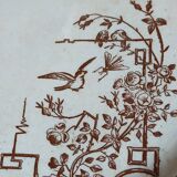 Sept assiettes à dessert terre de fer aux oiseaux f.f.Pexonne fin XIX ème