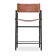 Contemporary Classic Bar Stool with Natural Brown Leather Backrest, Black Metal Base