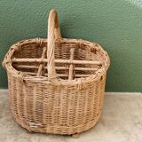 Old wicker bottle holder basket