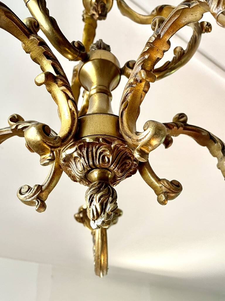 Golden bronze chandelier in Louis XV style