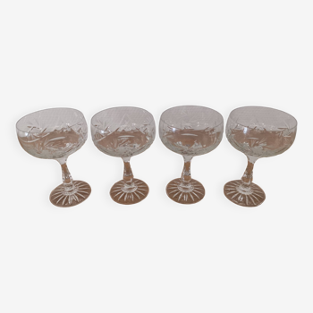 4 cut crystal champagne glasses