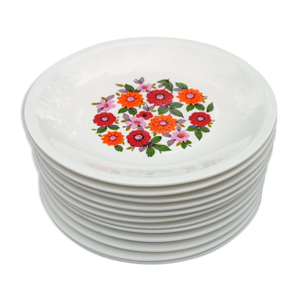 Set of 12 dessert plates, Giens earthenware