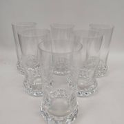 6 orangeade glasses, crystal water, 1970s