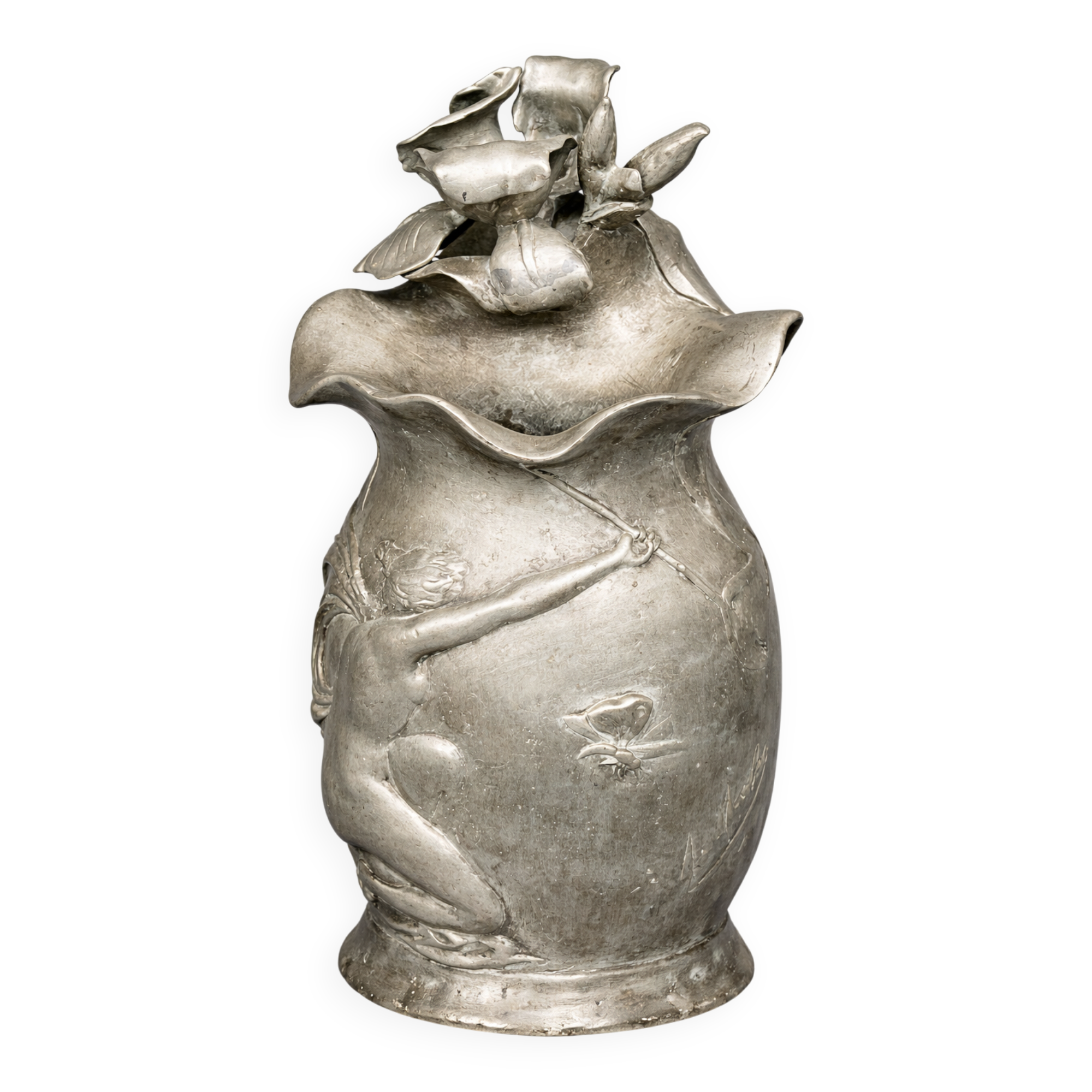 Massive vase signed "Iris" in the Art Nouveau style.