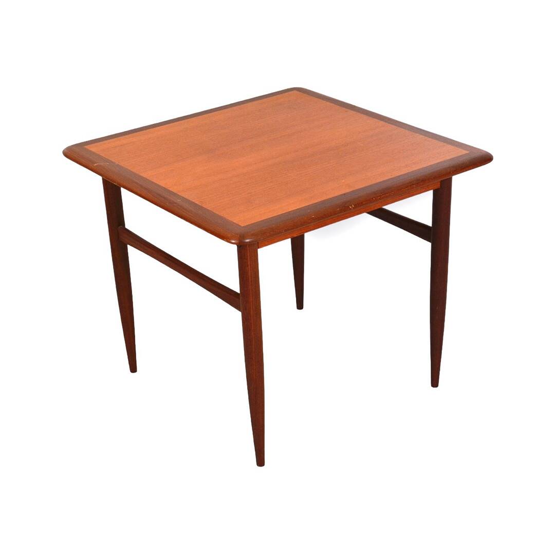 Vintage square teak coffee table 63x63 cm hbm mobler 1970 suede
