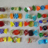 Set of 21 old Murano glass candies knife holders