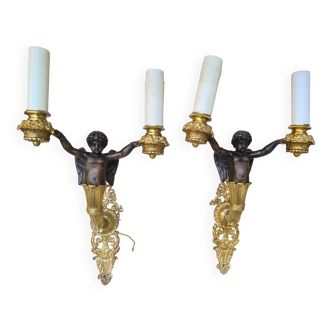 Pair of wall lamps by Maison Charles XXth