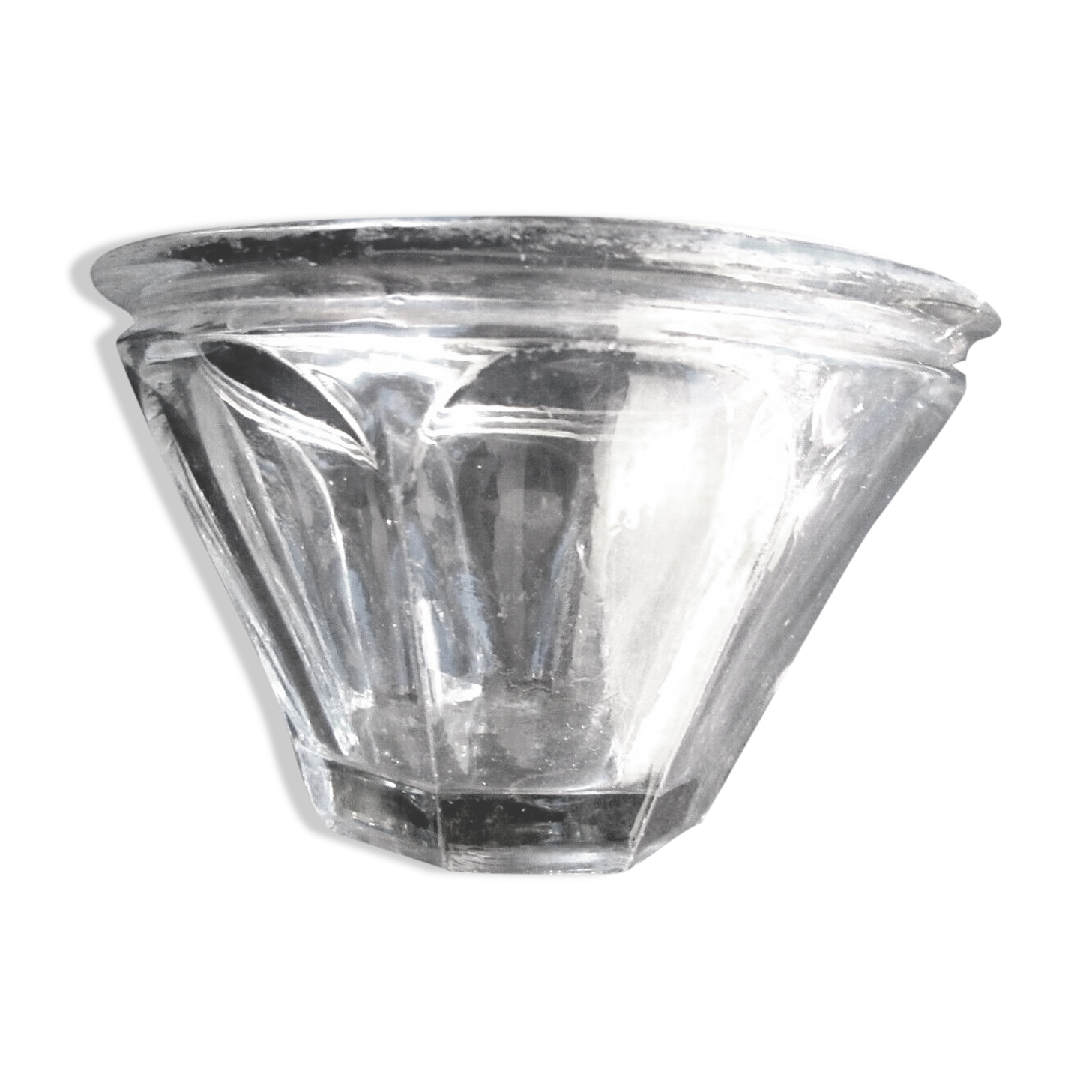 Nineteenth jam jar in well-flared glass, 8 flat ribs