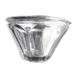 Pot à confiture XIXème en verre bien évasé, 8 côtes plates