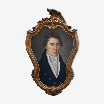 Portrait of a pastel man 1818 in gold frame