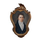 Portrait of a pastel man 1818 in gold frame