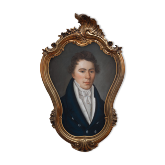 Portrait of a pastel man 1818 in gold frame