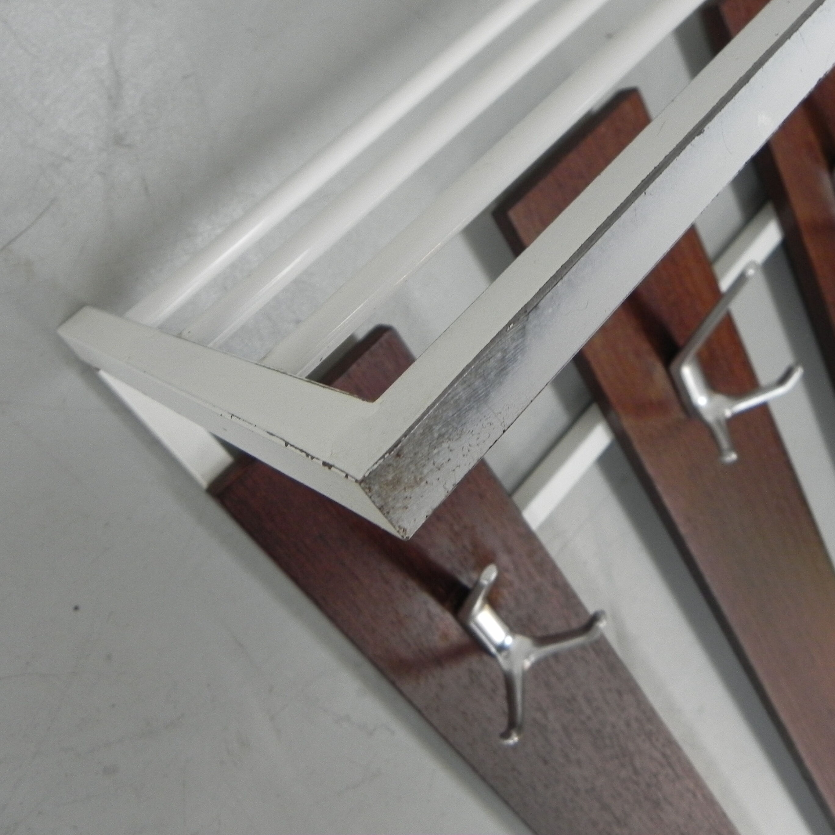 Vintage wall coat rack with 8 hooks and hat shelf