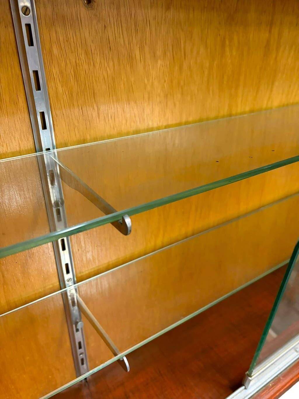 Vintage wall display cabinet in shallow wood / wall cabinet / shelf