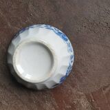Large vintage fluted bowl with blue flower pattern