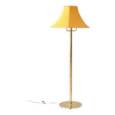 Vintage floor lamp in gold metal with yellow shade