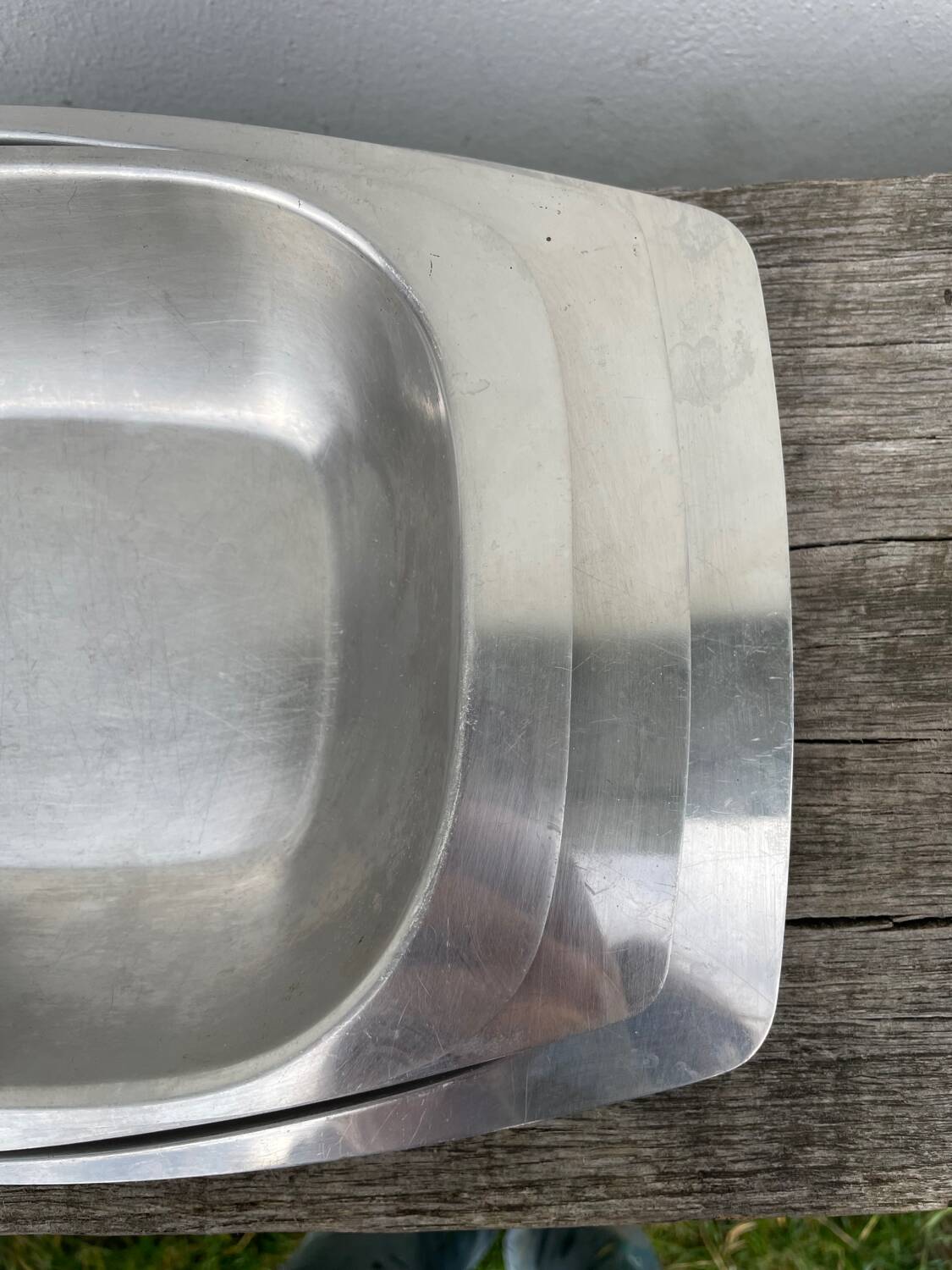 Trio of Danish Scandinavian stainless steel dishes