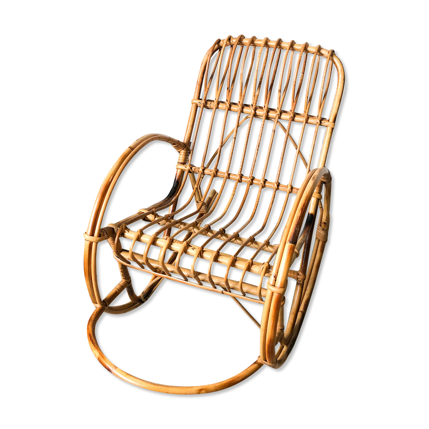 Vintage rattan child rocking chair
