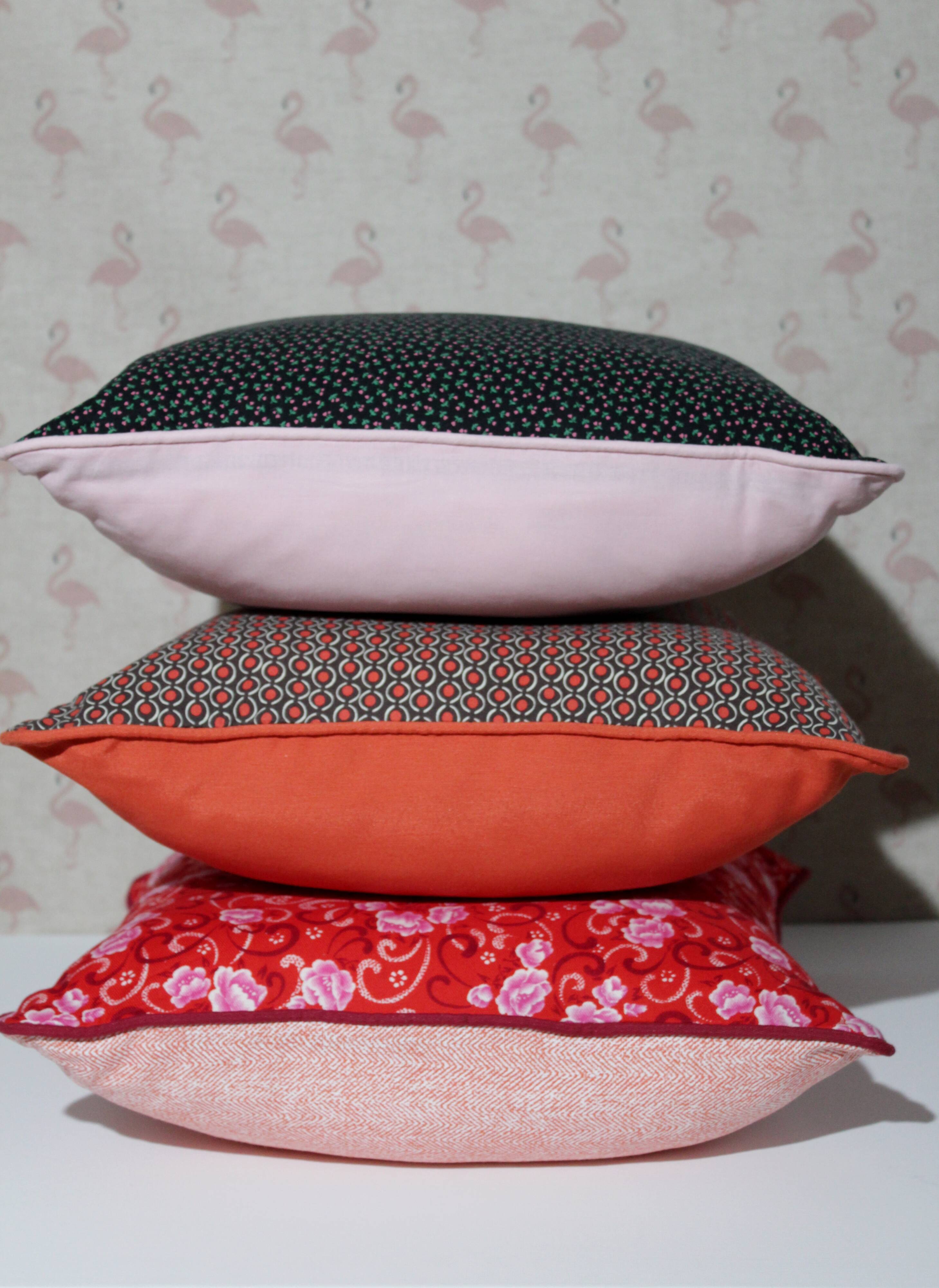 Black and pink liberty square cushion