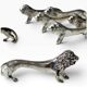 Series of antique knife rests in the shape of a lion, silver-plated metal.