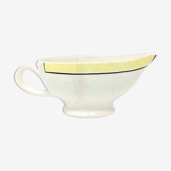 Yellow white ceramic saucier