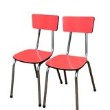 Pair of red Formica chairs Roc 1960