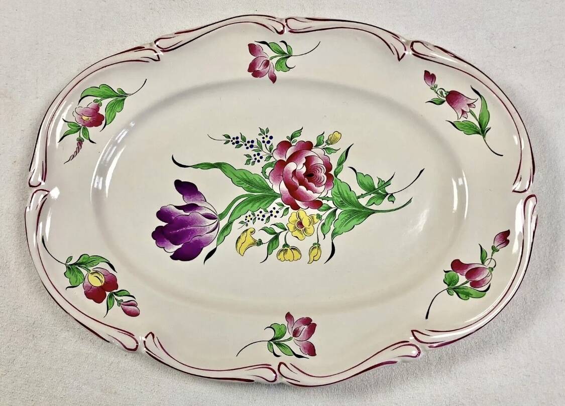 Large earthenware dish from Lunéville street lamp model