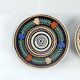 Set of three vintage folk art ceramic wall plates, Czechoslovakia and Romania.