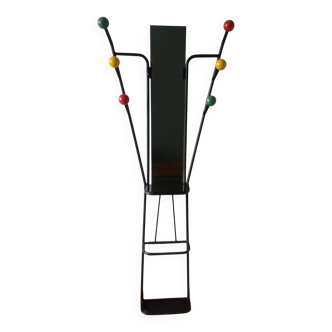 Roger Feraud-style coat rack, billiard balls and mirror