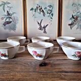 Vintage porcelain coffee/tea cups, floral pattern (rose and flowers)