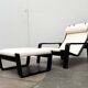 Modern mid-century Pulkka lounge chair set and footrest by Ilmari Lappalainen for Asko, Finland, 1960s.
