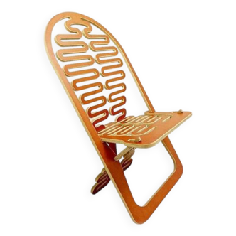 Gregg Fleishman Prototype European cutout plywood "Lumbarest" or Puzzle chair, from the 1970s
