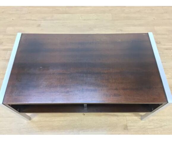 Coffee table wood and aluminum 70s