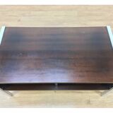Coffee table wood and aluminum 70s