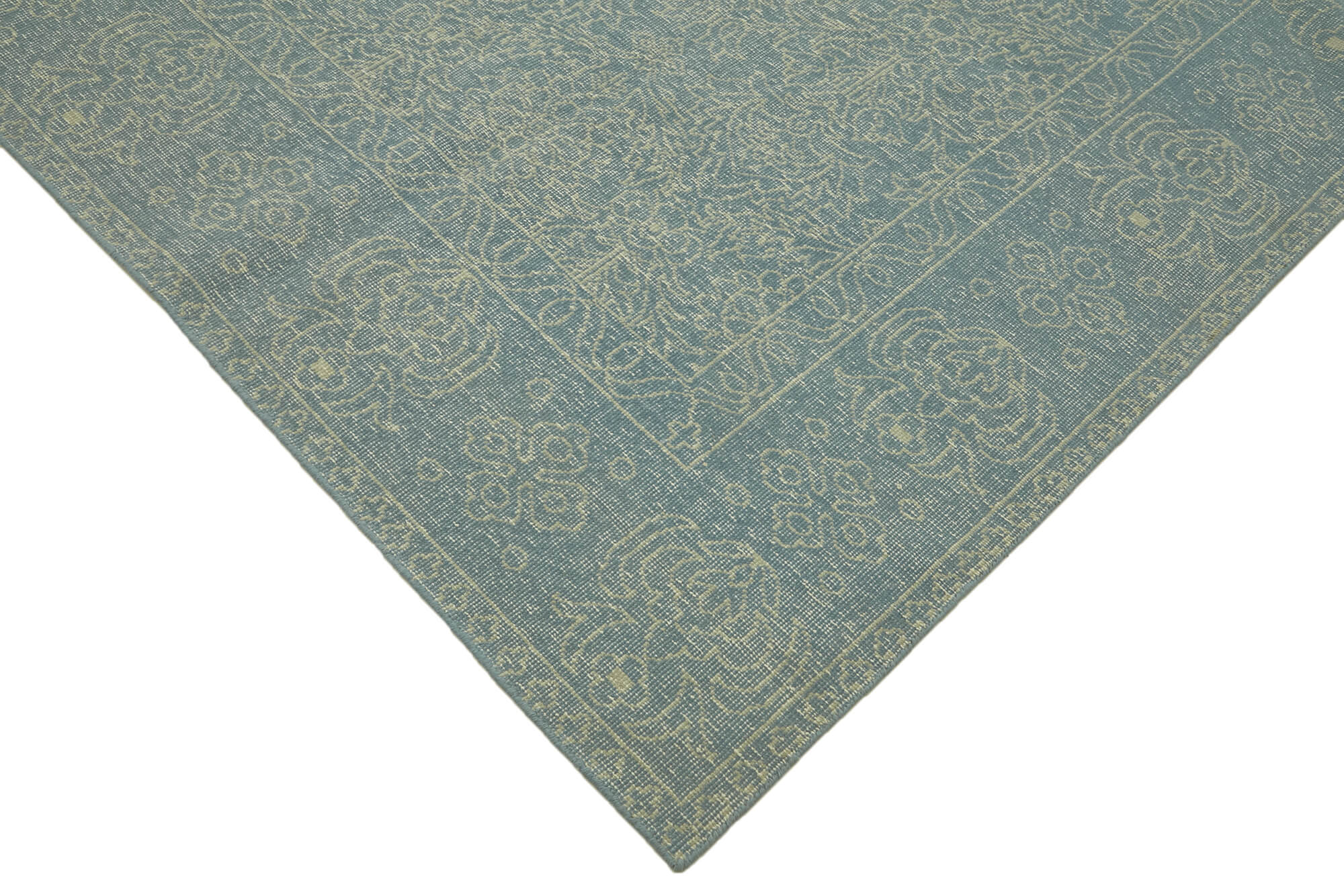 Hand-knotted persian antique 1970s 272 cm x 364 cm blue wool carpet