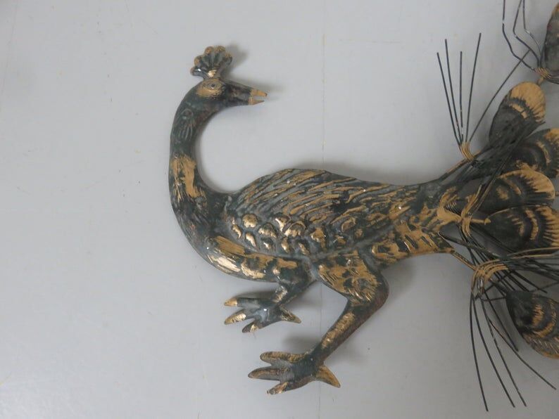 Pair of metal peacocks stamped 60s