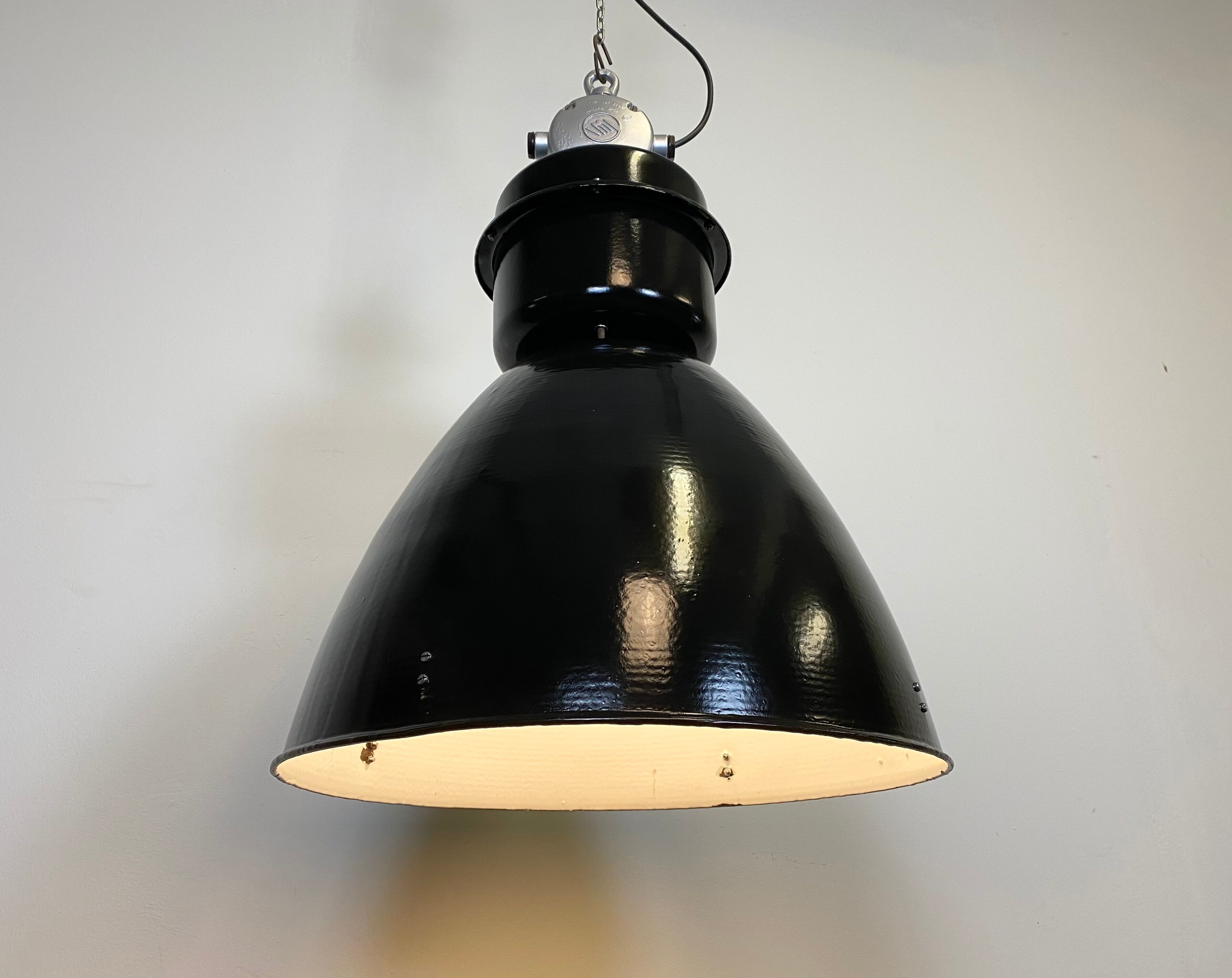 Black industrial factory lamp from Elektrosvit, 1960s
