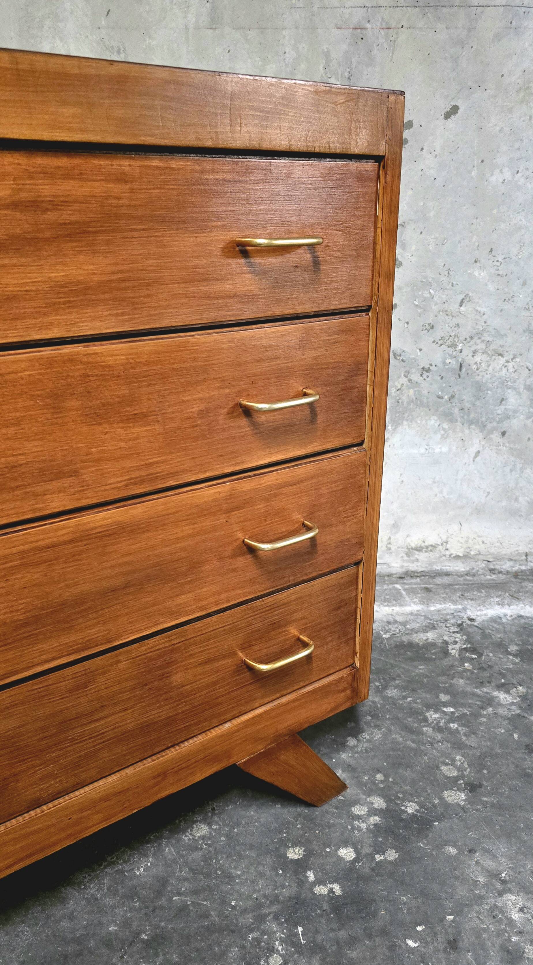 Vintage solid wood chest of drawers – 1950s – tapered legs