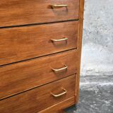 Vintage solid wood chest of drawers – 1950s – tapered legs