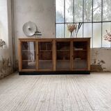 Enfilade de métier en chêne avec portes vitrées